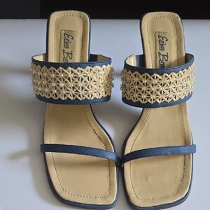 Women's Blue and Tan Sandals